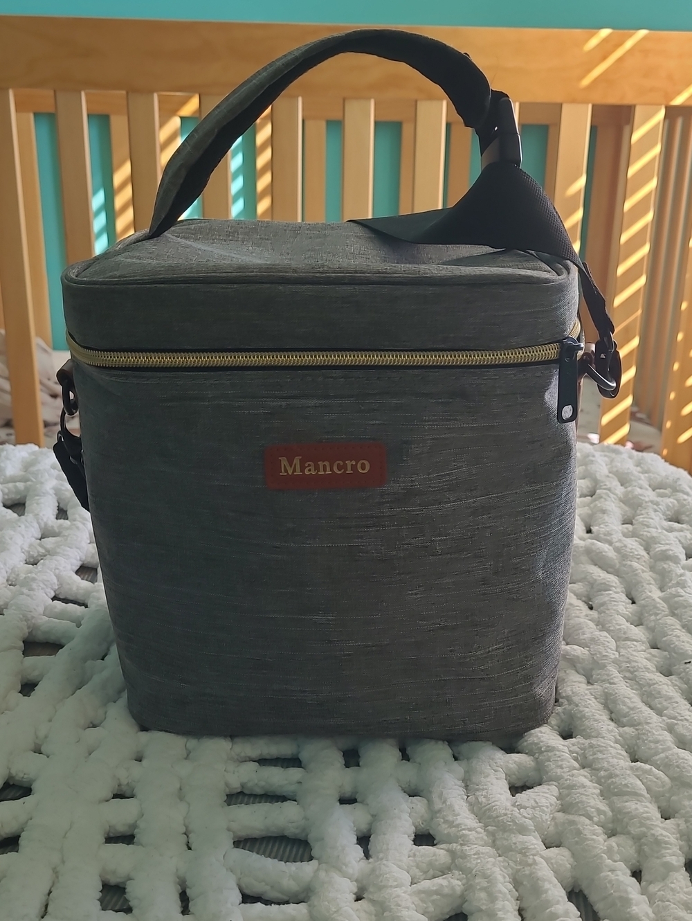 Gray Carry Bag with Shoulder Strap